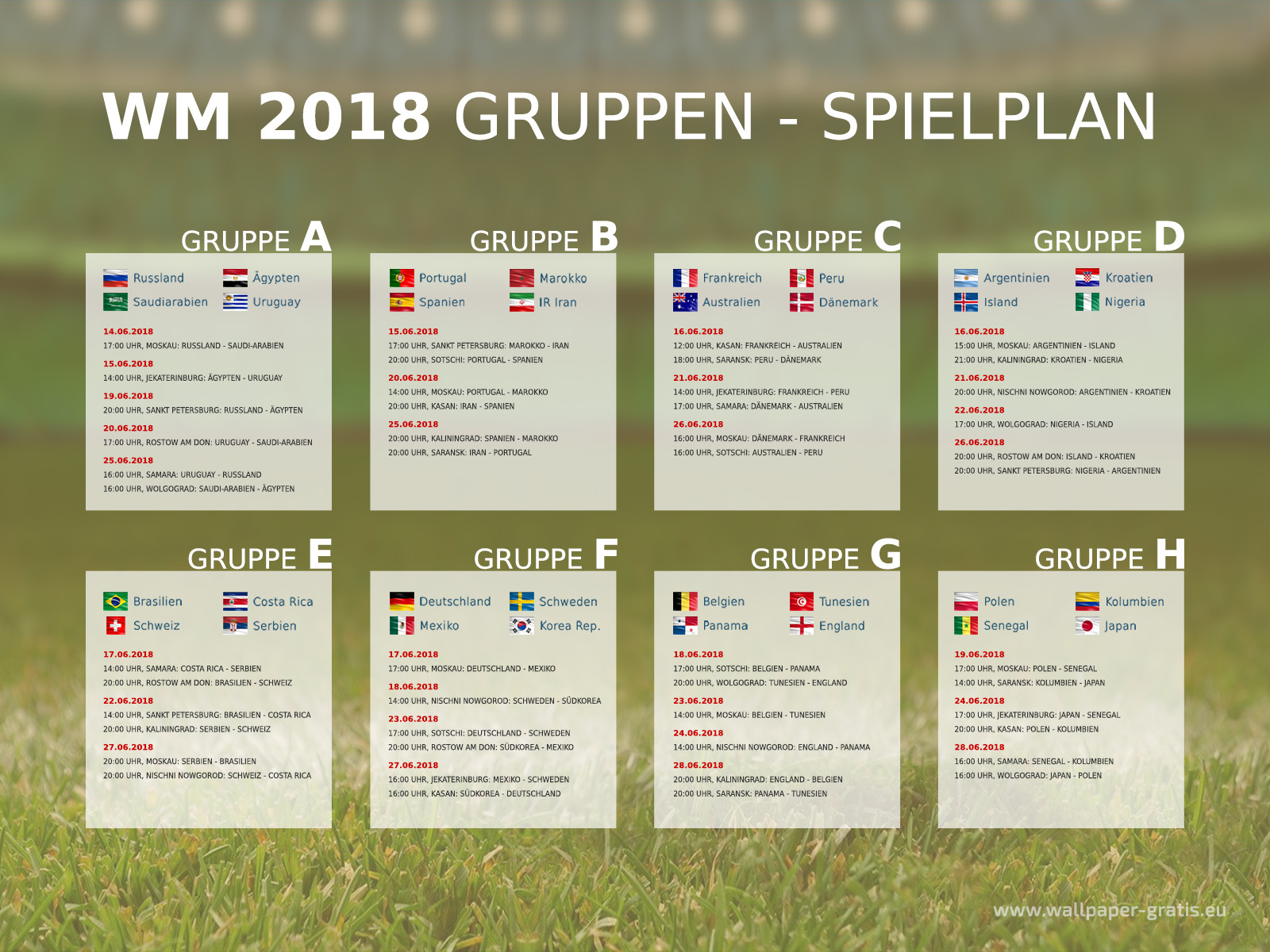 Fussball Wm 2018 Gruppen Spielplan 003 Hintergrundbild